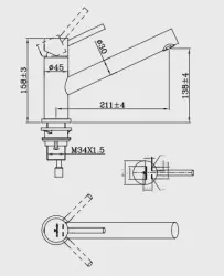 Reginox Oxon Rubinetto da cucina basso in acciaio inossidabile con beccuccio girevole completamente in acciaio inossidabile spazzolato R34606