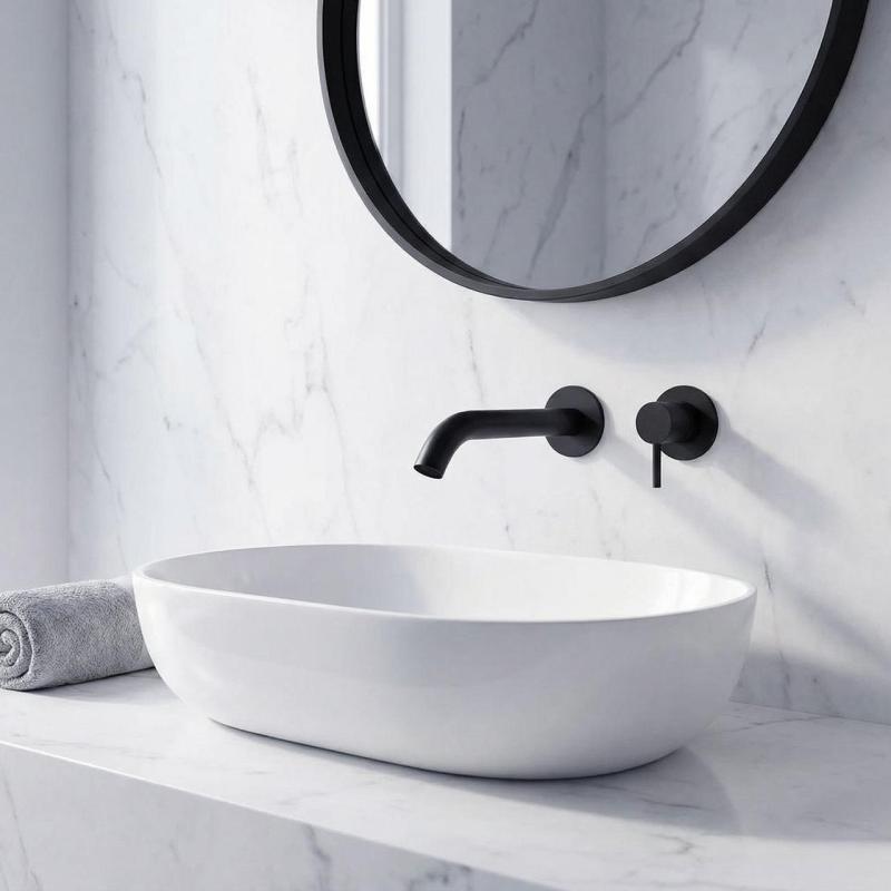 SB Round Miscelatore per lavabo ad incasso nero opaco - 102mm