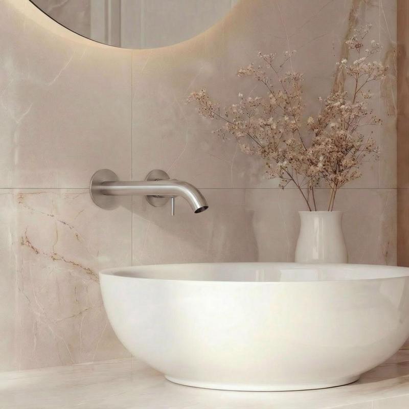 SB Round Miscelatore per lavabo ad incasso nichel spazzolato 162mm