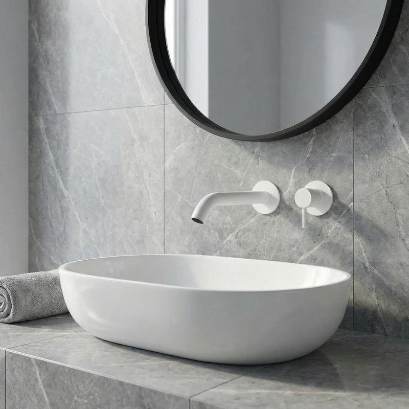 SB Round Miscelatore per lavabo ad incasso bianco opaco 162mm