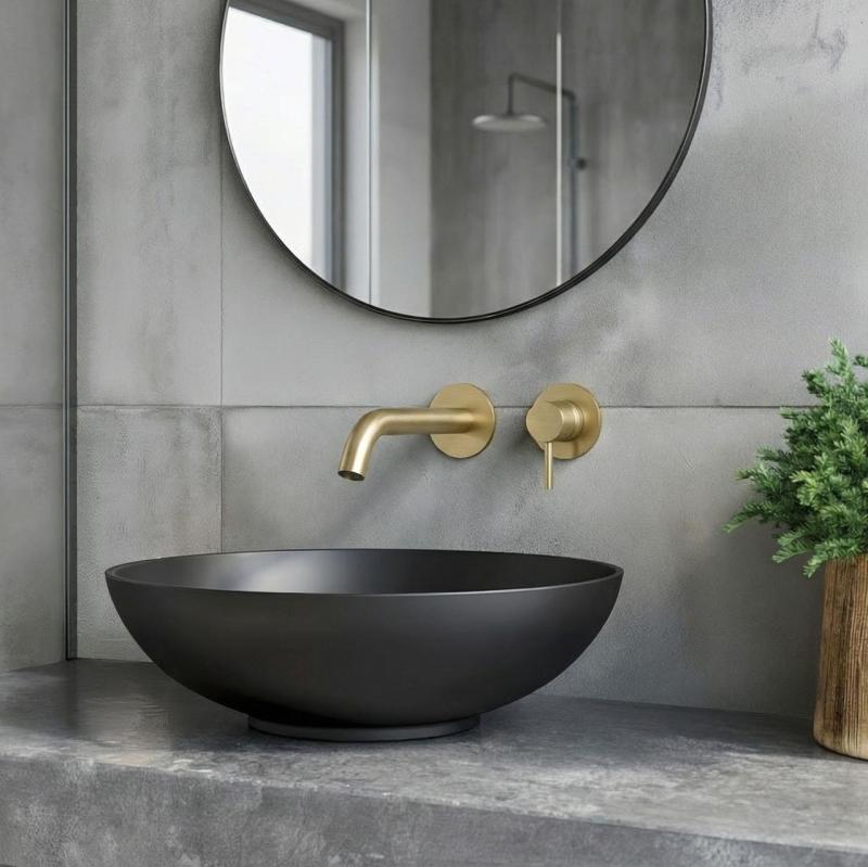 SB Round Miscelatore per lavabo ad incasso in ottone spazzolato PVD 162mm