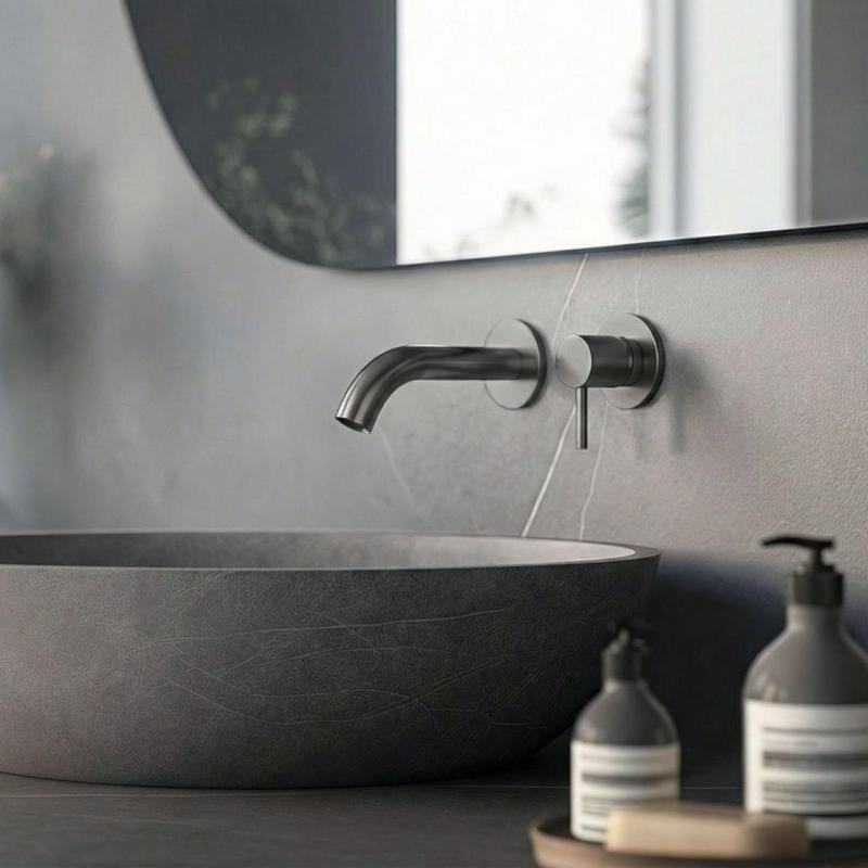 SB Round 316  Miscelatore per lavabo ad incasso Gun Metal PVD 102mm