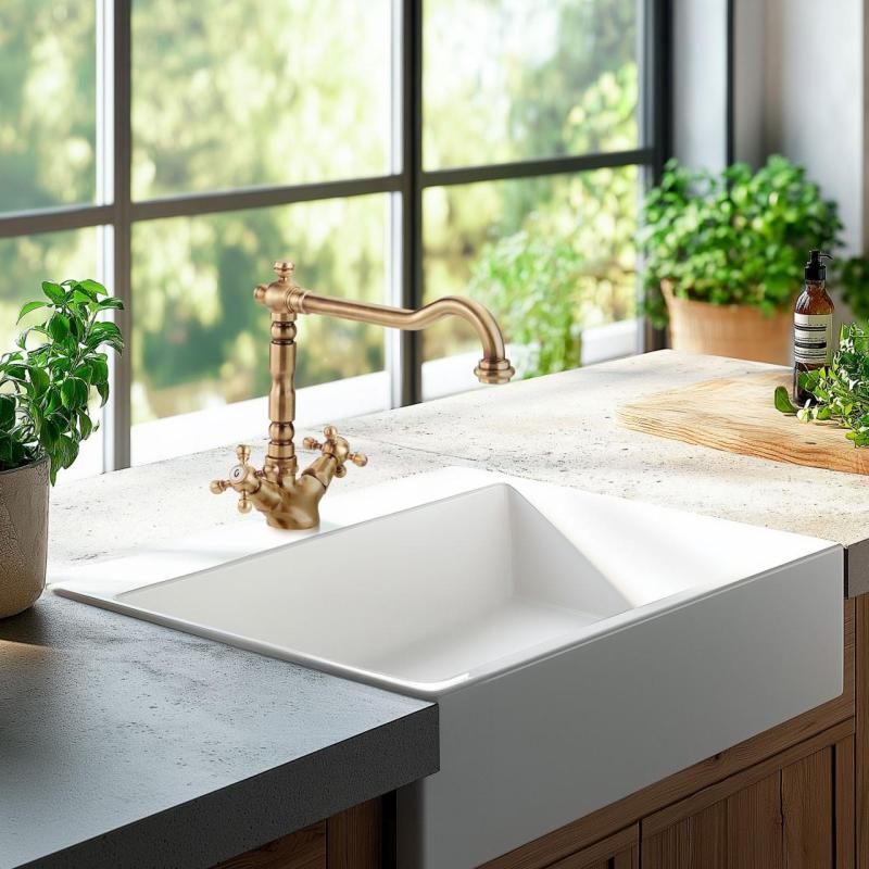 Rubinetto da cucina nostalgico V1910 Rubinetto Nature in ottone scolorito e invecchiato 1208953525