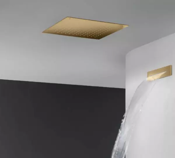 Doccia a soffitto SB Square incasso 500x500mm in ottone spazzolato PVD