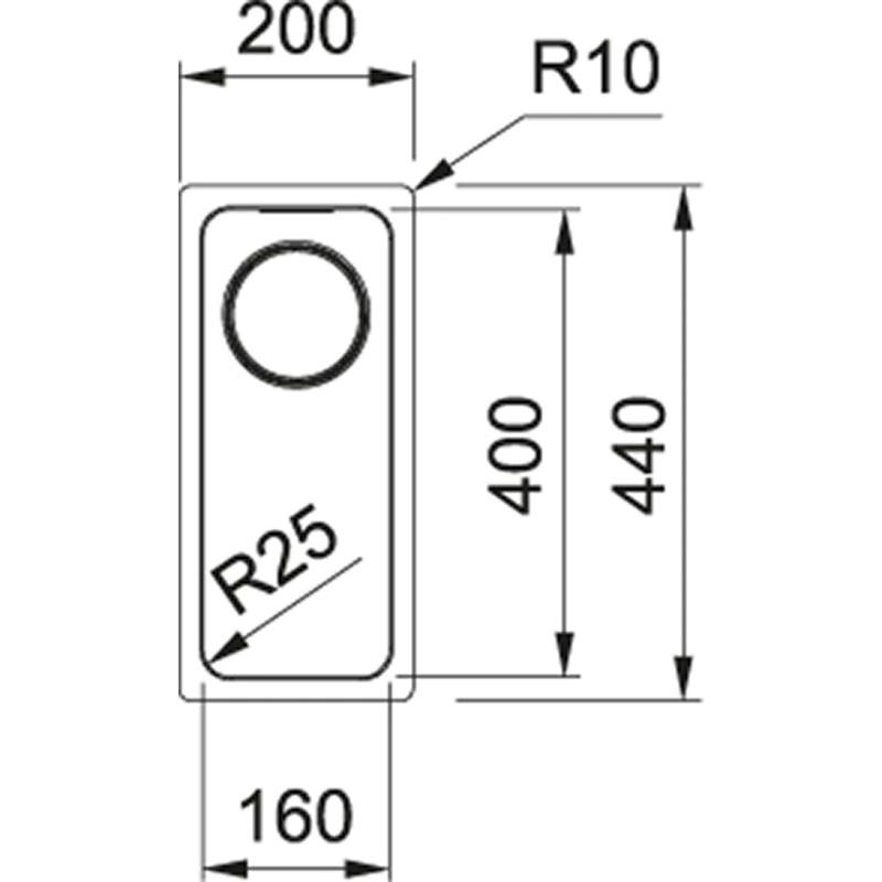 Franke Mythos MYX 110.16 lavello piccolo in acciaio inossidabile 16x40cm sottopiano 122.0638.196