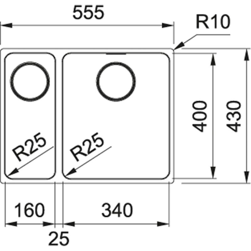 Franke Mythos MYX 160.34.16 BR lavello una vasca e mezza in acciaio inossidabile sottopiano 16+34cm 122.0638.272