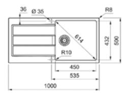 Franke Sirius 2 S2D 611 lavello in plastica con scolapiatti bianco sopra il piano 100x50 143.0634.551