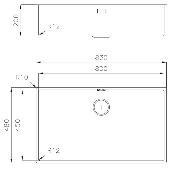 Foster L45 Speciale 45 cm lungo Lavello Grande in Acciaio Inox 80 x 45 cm Sotto-top 1208953743