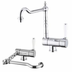 PB Rubinetto da cucina vintage nostalgico a finestra con rubinetto pieghevole cromato 1208953755