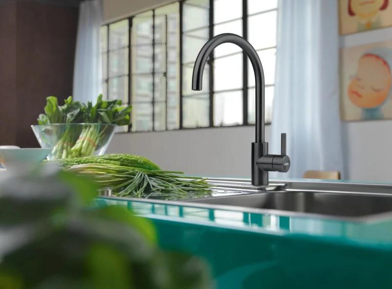 Franke Rubinetto da cucina Eos Neo bocca girevole nero spazzolato 115.0613.590