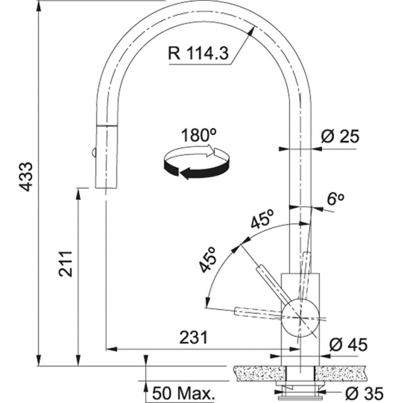 Franke Rubinetto da cucina Eos Neo con beccuccio estraibile completo di testina spruzzatrice in acciaio inossidabile 115.0590.045