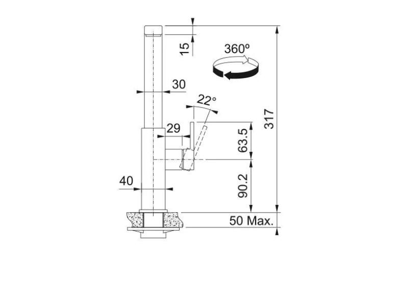 Franke Rubinetto da cucina Mythos nero spazzolato con beccuccio girevole 115.0550.441