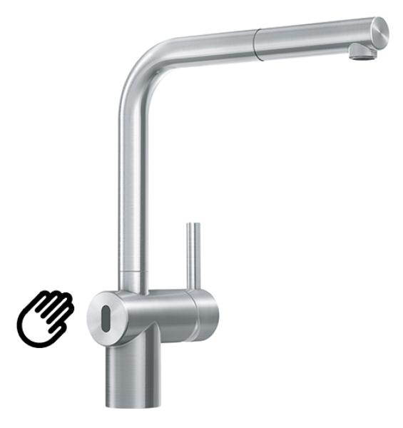 Franke Rubinetto da cucina con sensore in acciaio inossidabile spazzolato Atlas Neo con beccuccio estraibile inox 115.0625.523