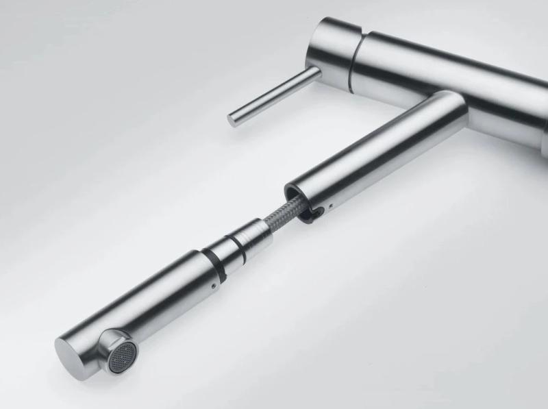 Franke Orbit rubinetto cucina basso in acciaio inossidabile massiccio con beccuccio estraibile inox 115.0569.461