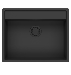 Lavello in granito GraniteMy Bremen 64x52 cm nero da incasso, sottotop e filotop con foro per rubinetto 1208953874