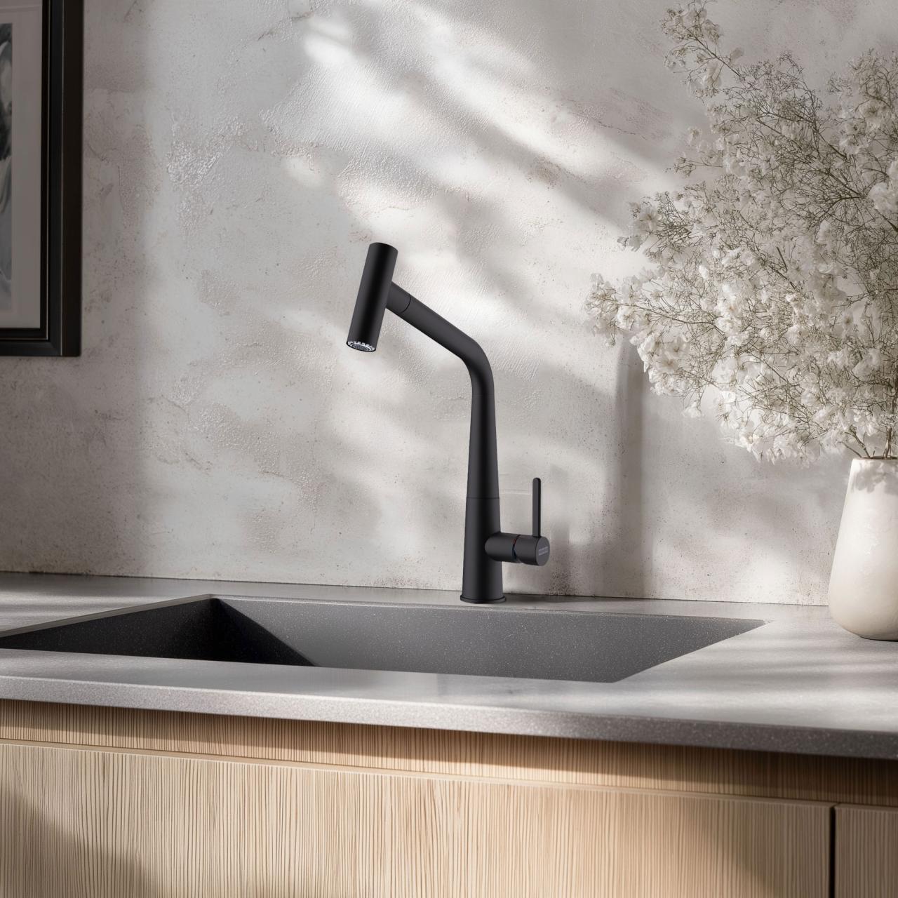 Franke Icon Rubinetto da cucina nero opaco con beccuccio girevole 115.0625.190 - Productafbeelding 2