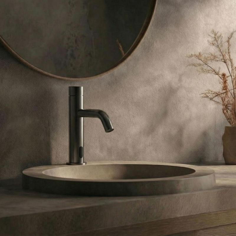 Waterevolution Flow rubinetto elettronico per lavabo a infrarossi a batteria Gun Metal T110GME