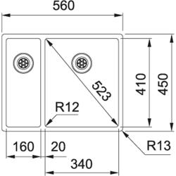 Franke Bolero plus R12 BXX 260 BR 1,5 lavello in acciaio inossidabile da una vasca e mezza montaggio a filo 127.0455.331