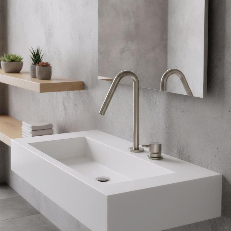 Waterevolution Flow 2-hole sink faucet full stainless steel with small V-Shaped 127mm spout T1121VIE