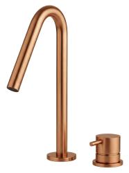Waterevolution Flow Miscelatore per lavabo a 2 fori PVD rame spazzolato con beccuccio piccolo a V 120 mm T1121VCPE