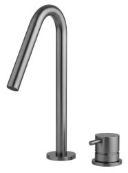 Waterevolution Flow Rubinetto lavabo a 2 fori PVD Gun Metal con piccolo V 120 mm di sbocco T1121VGME