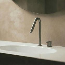 Waterevolution Flow Rubinetto lavabo a 2 fori PVD Gun Metal con piccolo V 120 mm di sbocco T1121VGME