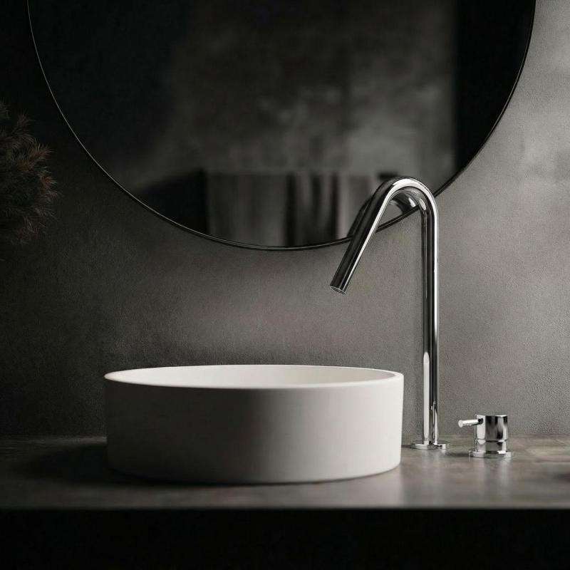 Waterevolution Flow Miscelatore per lavabo a 2 fori cromato con beccuccio alto a V 120mm T1122V01