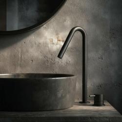 Waterevolution Flow Miscelatore per lavabo a 2 fori nero con beccuccio alto a V da 120 mm di uscita T1122VPR
