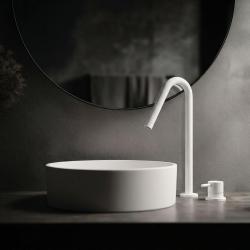 Waterevolution Flow Miscelatore per lavabo a 2 fori bianco con beccuccio alto a V da 120 mm T1122VBR