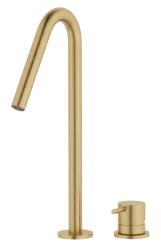Waterevolution Flow Miscelatore per lavabo a 2 fori ottone spazzolato con beccuccio alto a V 120 mm T1122VLE