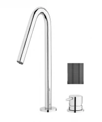 Waterevolution Flow Miscelatore per lavabo a 2 fori PVD Gun Metal con beccuccio alto V 120mm T1122VGME