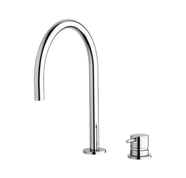 Waterevolution Flow Rubinetto per lavabo a 2 fori cromo con beccuccio basso a U da 113 mm T1121U01