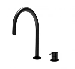 Waterevolution Flow Rubinetto per lavabo a 2 fori nero con beccuccio basso a U da 113 mm T1121UPR