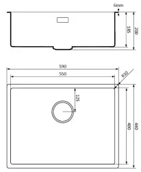 Lorreine Lavandino nero in quarzo 55x40 cm montaggio a filo e sotto piano con tappo a cestello in acciaio inox 1208954044