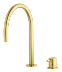 Waterevolution Flow Rubinetto per lavabo a 2 fori in ottone spazzolato T1121ULE