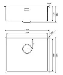 Lorreine Lavello in quarzo nero 50x40cm montaggio a filo e sotto piano con tappo a cestello in acciaio inox 1208954067