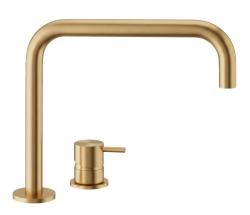 Waterevolution Flow Miscelatore per lavabo a 2 fori ottone spazzolato T112HLE