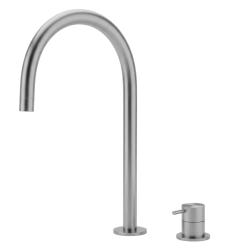 Waterevolution Flow Rubinetto lavabo a 2 fori interamente in acciaio inox con bocca alta 200 mm T1122UIE