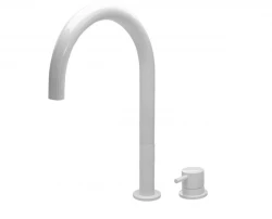 Waterevolution Flow Miscelatore per lavabo a 2 fori con beccuccio alto a U da 200 mm Bianco  T1122UBR