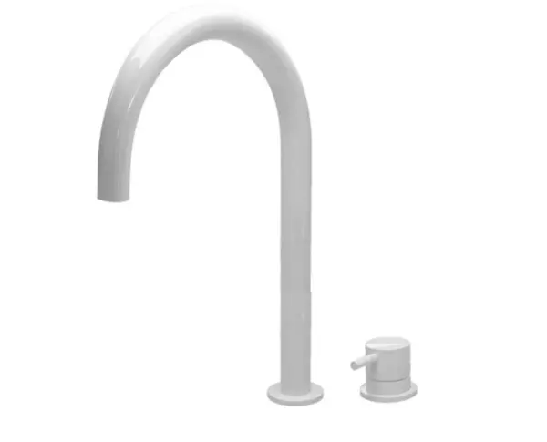 Waterevolution Flow Miscelatore per lavabo a 2 fori con beccuccio alto a U da 200 mm Bianco  T1122UBR