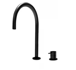 Waterevolution Flow Miscelatore per lavabo a 2 fori con beccuccio alto a U da 200mm Nero T1122UPR