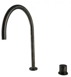 Waterevolution Flow Miscelatore per lavabo a 2 fori PVD Gun Metal con beccuccio alto a U 200mm T1122UGME