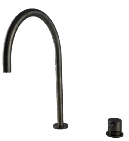 Waterevolution Flow Miscelatore per lavabo a 2 fori PVD Gun Metal con beccuccio alto a U 200mm T1122UGME