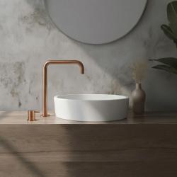 Waterevolution Flow Miscelatore per lavabo a 2 fori con beccuccio alto 222 PVD Rame Spazzolato T122HCPE