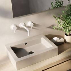 Waterevolution Flow Rubinetto lavabo da incasso a 3 fori Bianco opaco con bocca 10 cm T1163FBR-10