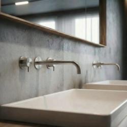 Waterevolution Flow Rubinetto lavabo da incasso a 3 fori Interamente in acciaio inox con bocca di erogazione 21 cm T1163FIE-21