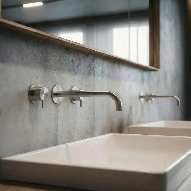 Waterevolution Flow Rubinetto lavabo da incasso a 3 fori Interamente in acciaio inox con bocca di erogazione 21 cm T1163FIE-21