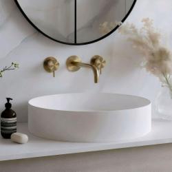 Waterevolution Flow Rubinetto lavabo da incasso a 3 fori in ottone spazzolato con bocca di erogazione da 15 cm T1163FLE-15