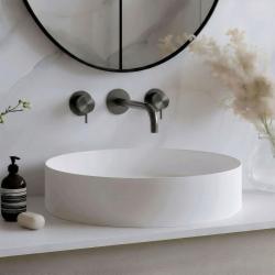 Waterevolution Flow Rubinetto lavabo da incasso a 3 fori PVD Gun metal con bocca di erogazione 15 cm T1163FGME-15