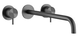 Waterevolution Flow Rubinetto lavabo da incasso a 3 fori PVD Gun metal con bocca 21 cm T1163FGME-21
